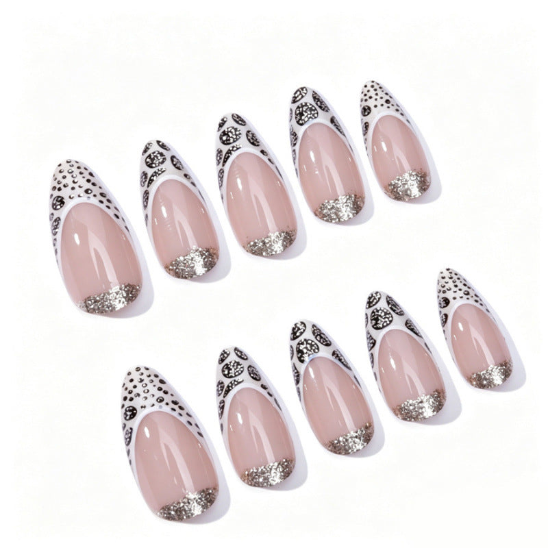 Elegant Stiletto Press-On Nail Art with Glitter Accents