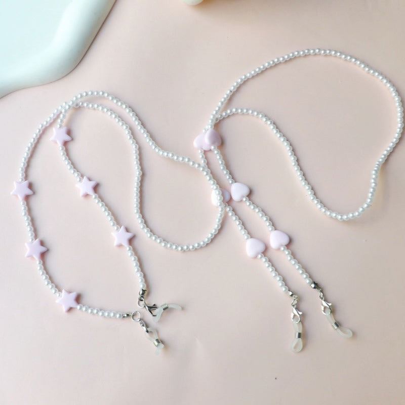 Fashionable pearl necklace with heart pendants Stornfield