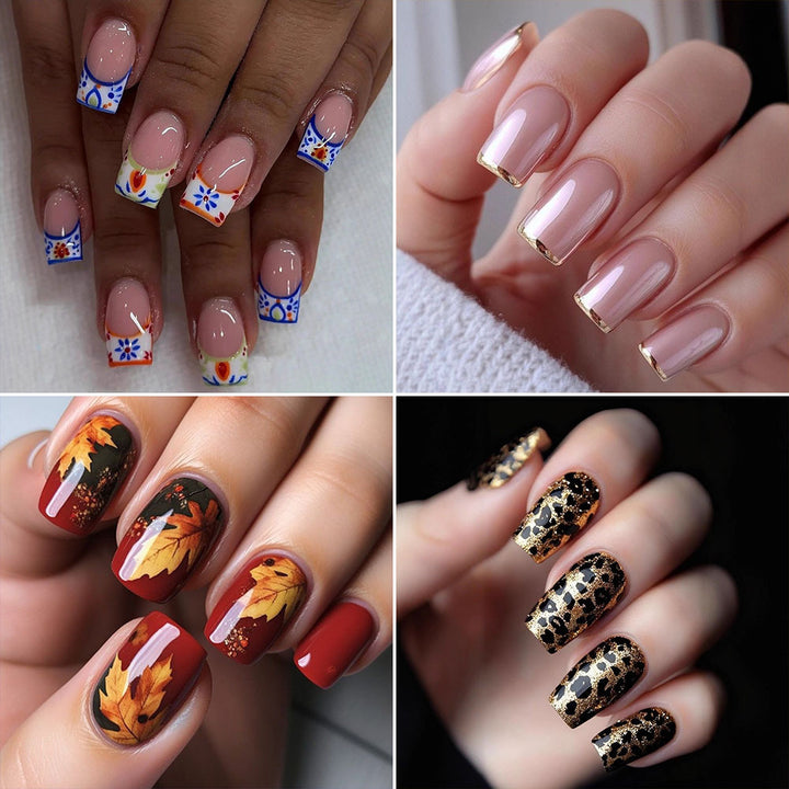 Elegant Artificial Nails with French Manicure and Glitter Effects Stornfield