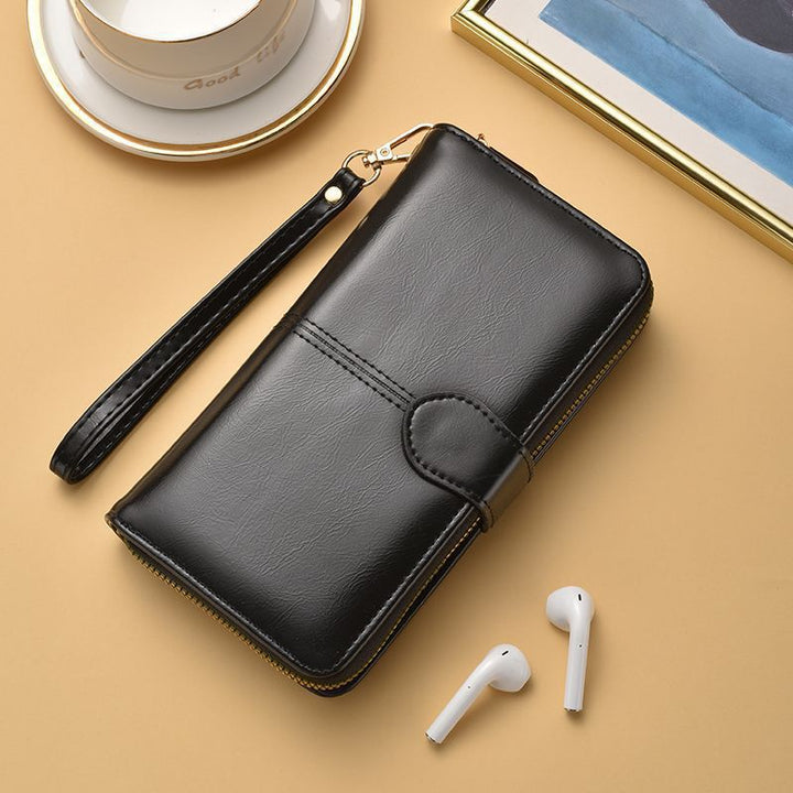 Slim Double-Zippered Wallet with Wrist Strap Stornfield