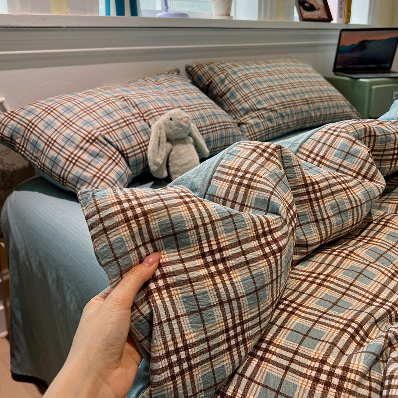 Cozy Plaid Cotton Bedding Set