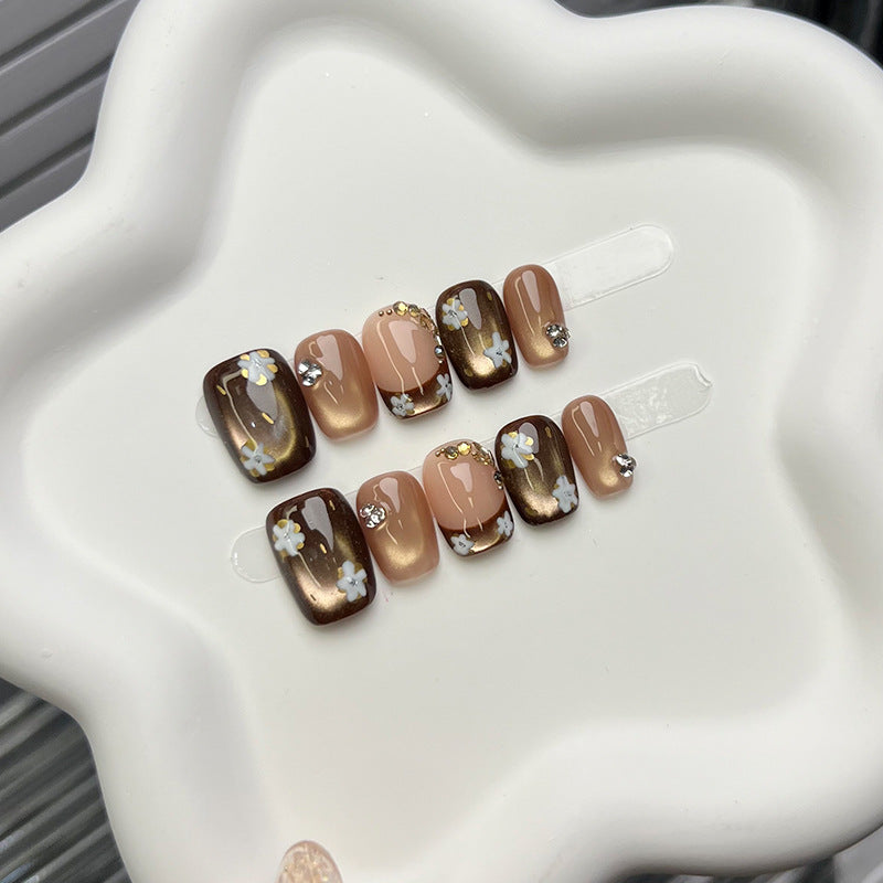 Floral-Decorated Press-On Nail Set