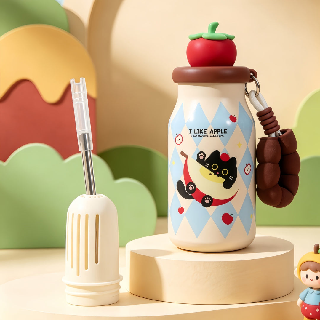 Insulated drinking bottle with sweet dog design and practical carrying strap Stornfield