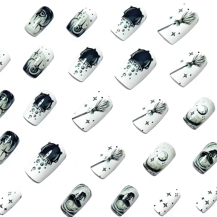 Creative acrylic nails with witch motifs Stornfield