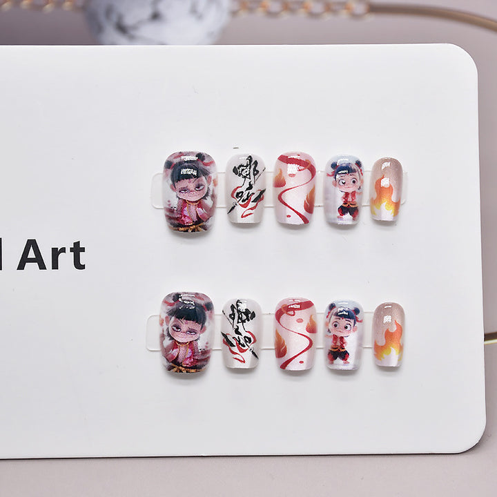 Cartoon-Themed Press-On Nail Art Stornfield