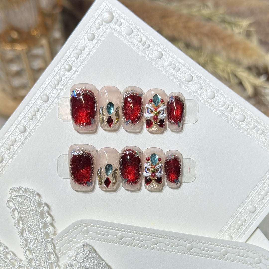 Decorative Press-On Nail Art Kit with Gemstone Accents Stornfield
