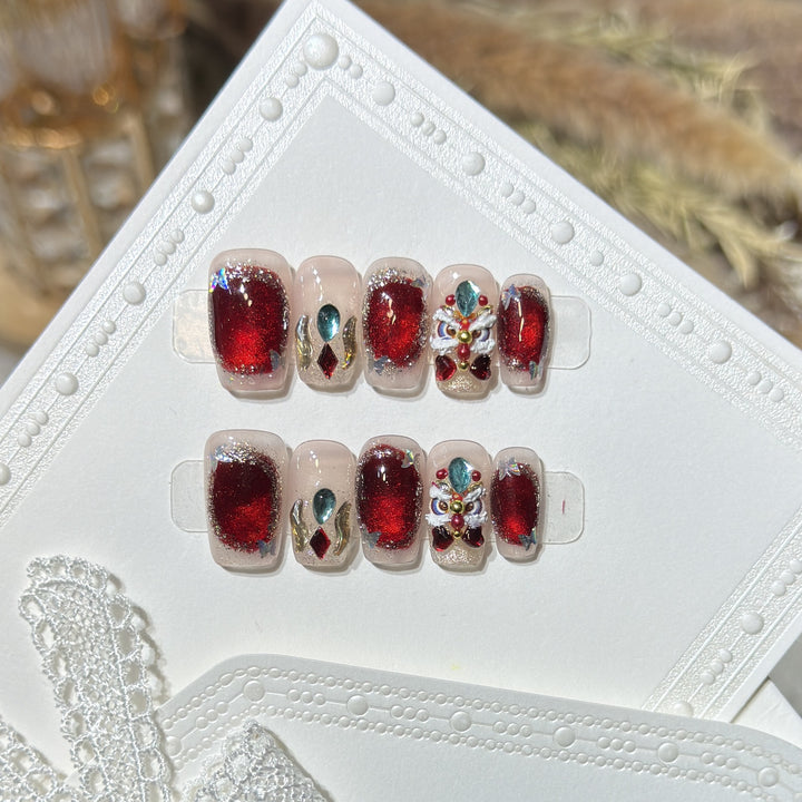 Decorative Press-On Nail Art Kit with Gemstone Accents Stornfield