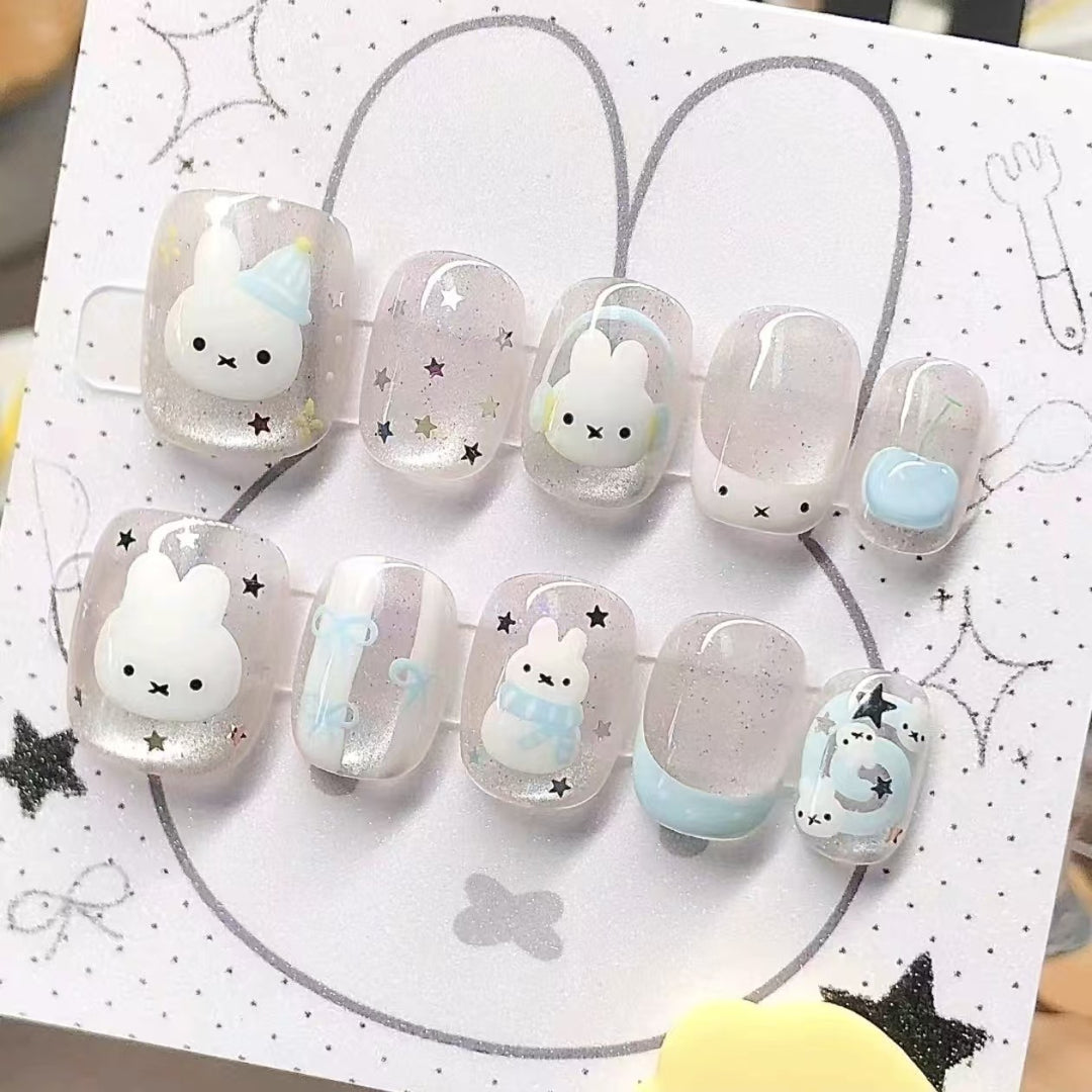 Whimsical Character Press-On Nail Art Set Stornfield