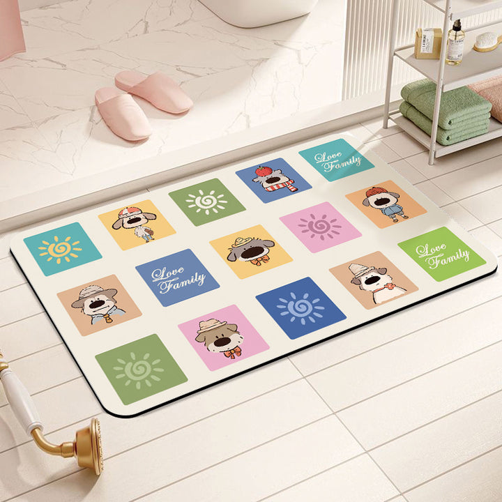 Playful Dog-Themed Bath Mat