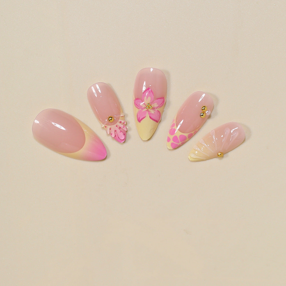 Floral Embellished Stiletto Nail Art Tips Stornfield