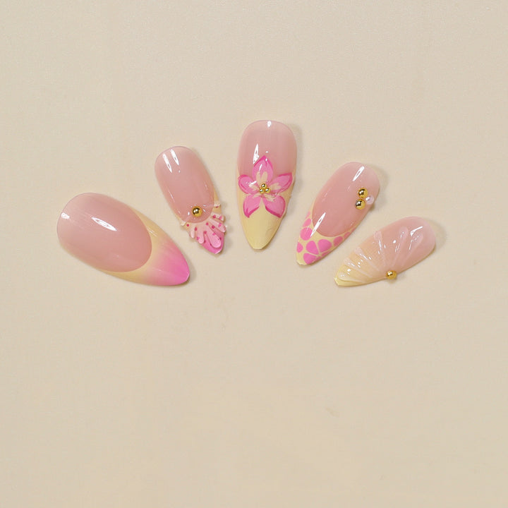 Floral Embellished Stiletto Nail Art Tips Stornfield
