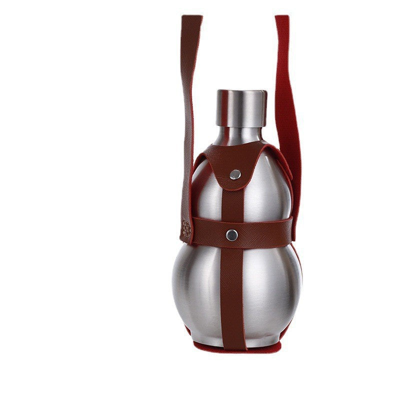 Women's stainless steel water bottle with trendy leather strap Stornfield