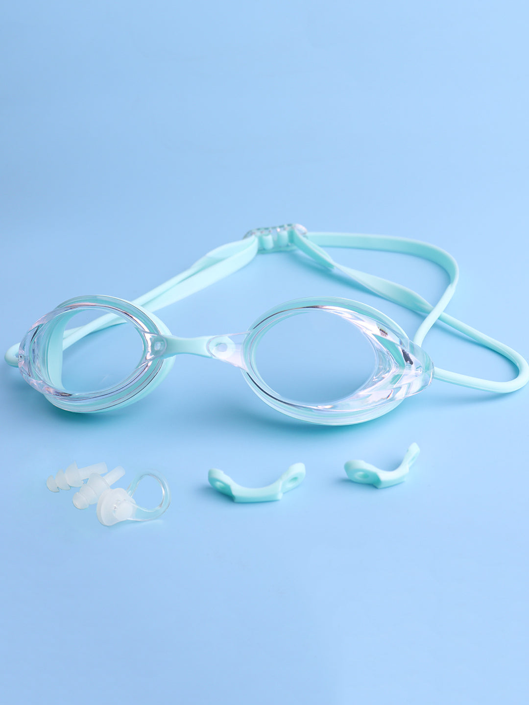 Swimming goggles with adjustable head strap and comfort nose piece Stornfield
