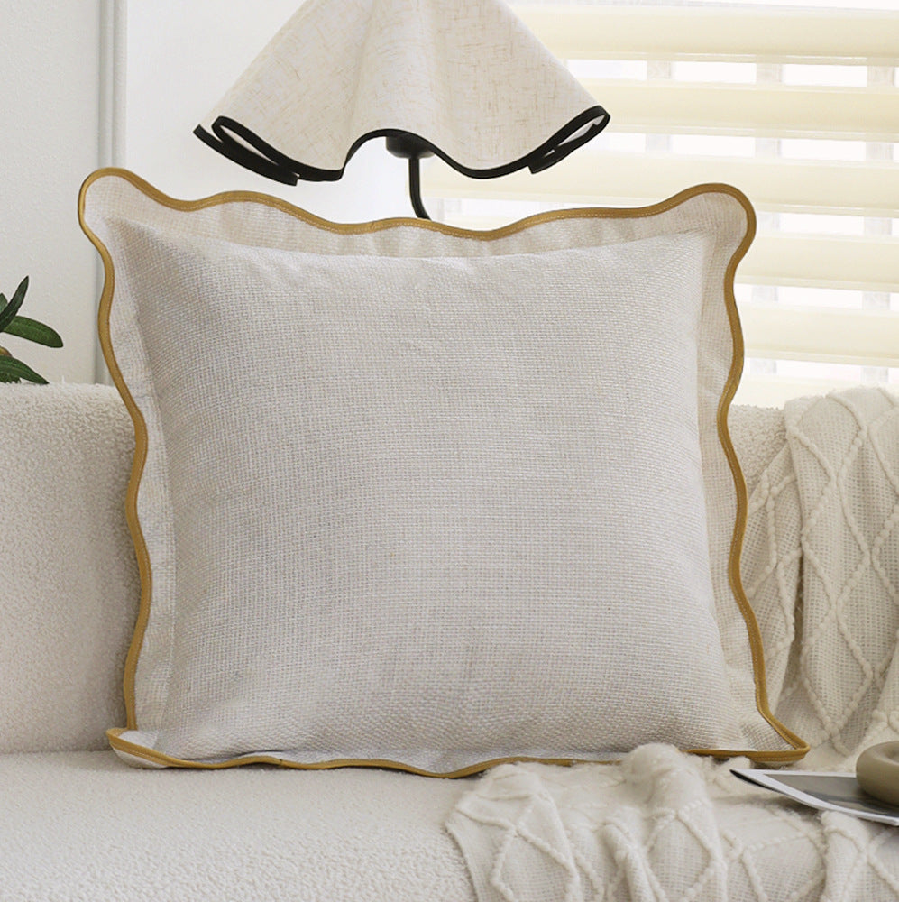 Square decorative cushion cover with cord ribbed texture and fine piping Stornfield