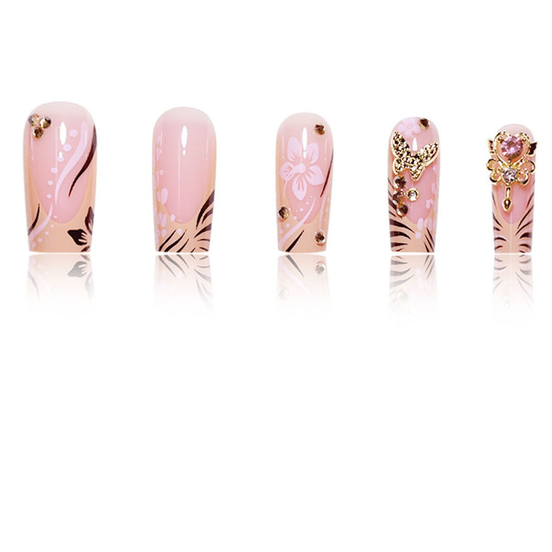Artistic Floral Embellished Press-On Nails Stornfield