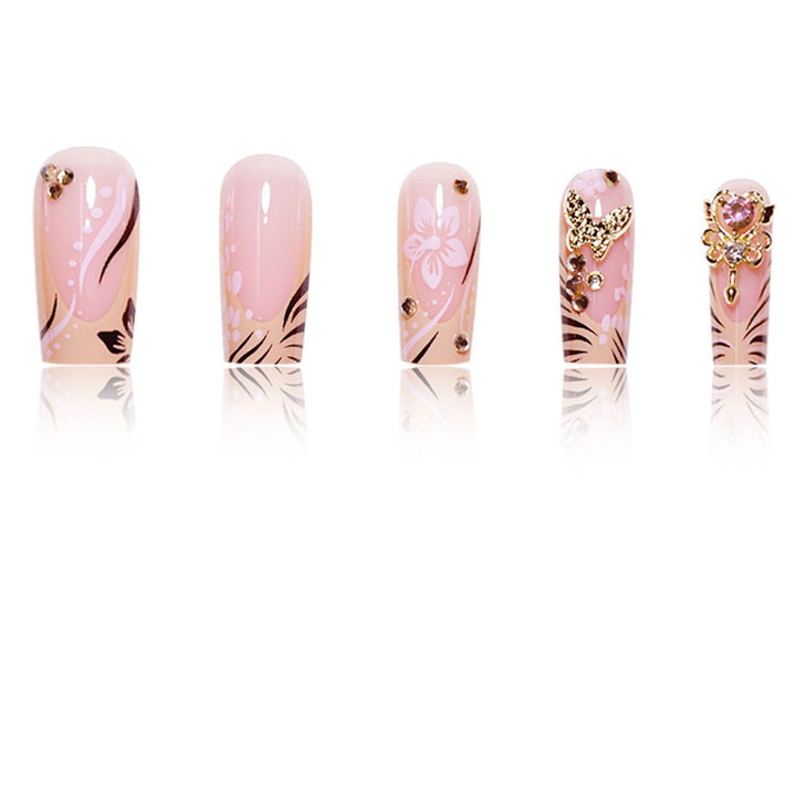 Artistic Floral Embellished Press-On Nails Stornfield