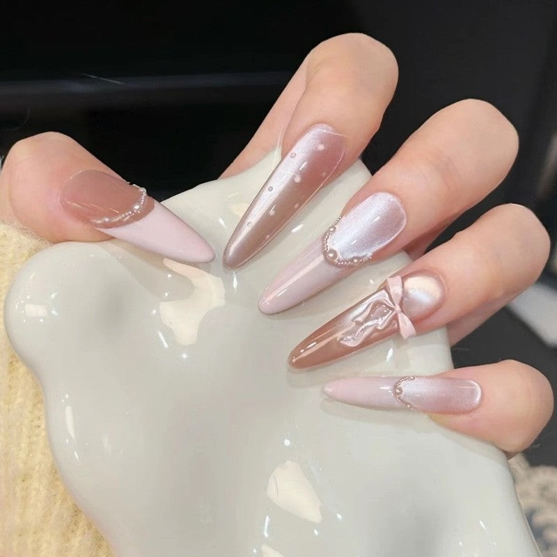 Artificial nail set with elegant tips and crystal accents Stornfield