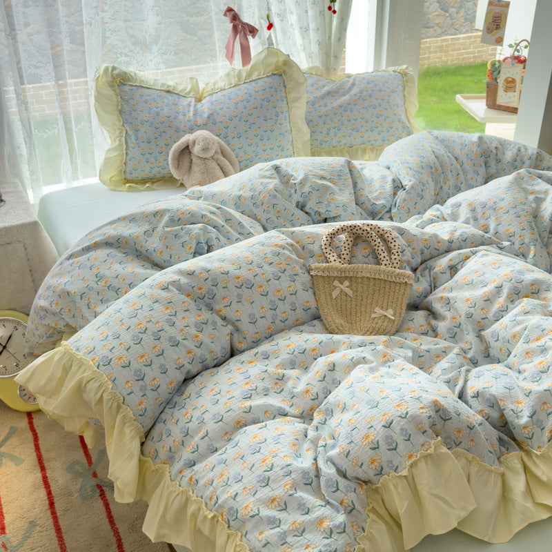 Floral Ruffled Bedding Comforter Set