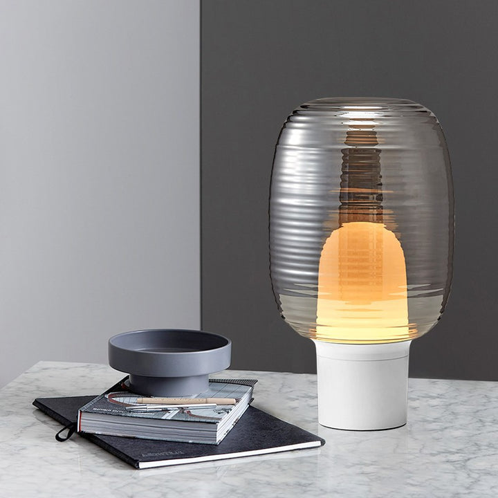 Modern Glass Table Lamp with Textured Shade
