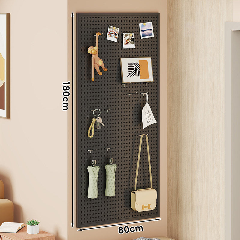 Wall-Mounted Perforated Pegboard Organizer Panel with Modular Hooks