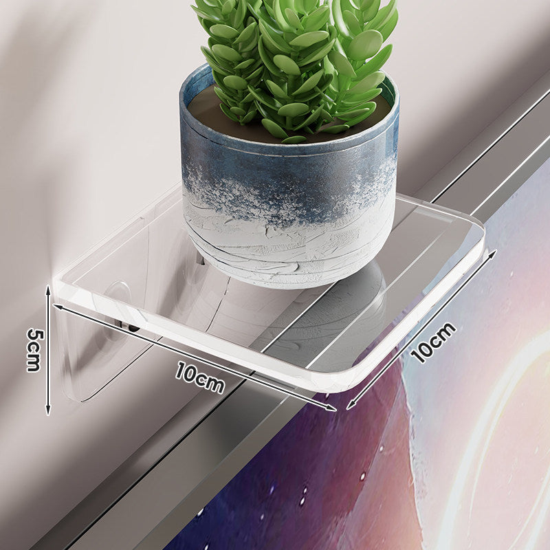 Clear Acrylic TV-Edge Corner Shelf for Small Plants and Remote Organizer
