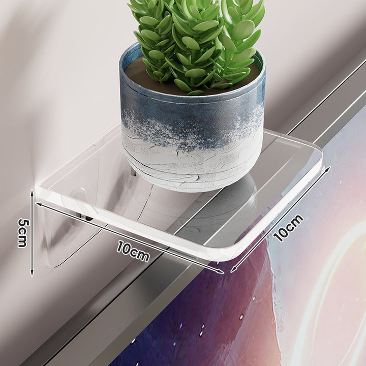 Clear Acrylic TV-Edge Corner Shelf for Small Plants and Remote Organizer