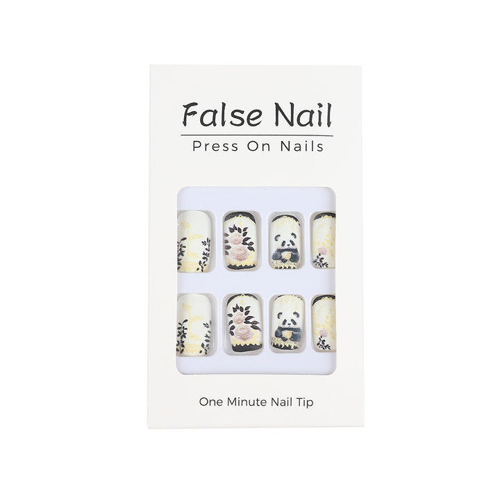 Artificial nails with floral panda design Stornfield