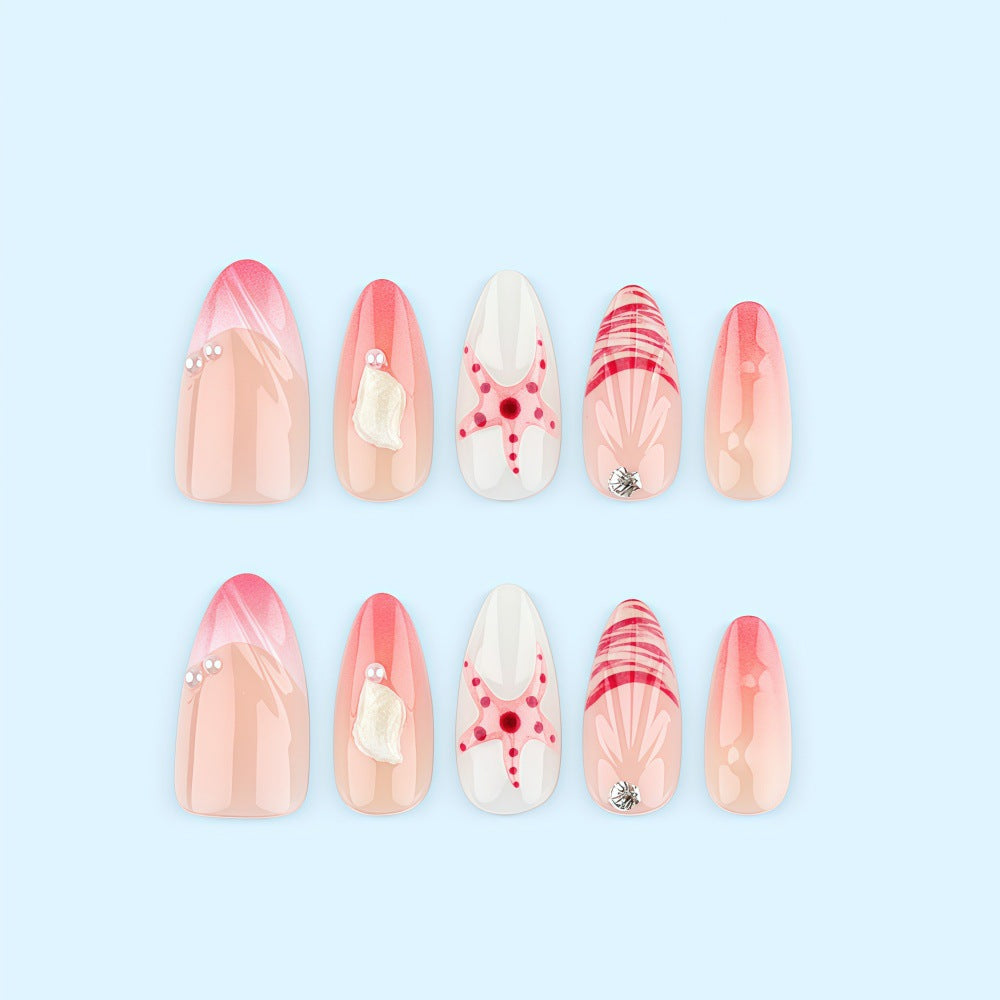 Elegant sea motif artificial nails Stornfield