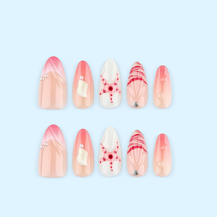 Elegant sea motif artificial nails Stornfield