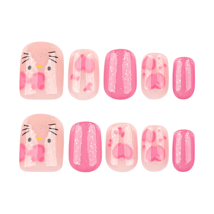 Artificial nail art with cute animal and heart motifs Stornfield