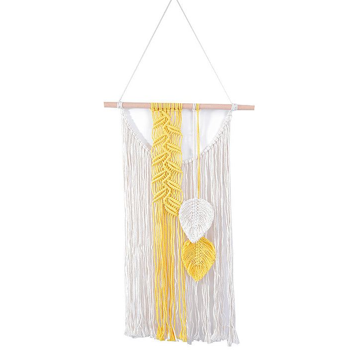 Macrame Wall Hanging with Modern Fringe and Stylish Leaf Elements Stornfield