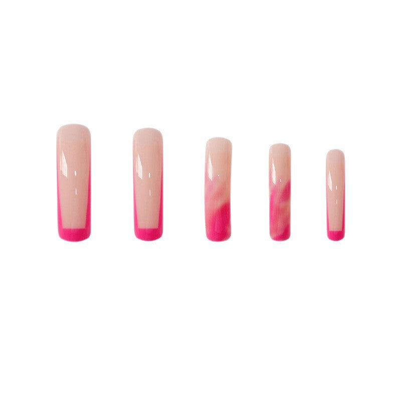 Trendy Long Marble Effect Press-On Nails Stornfield