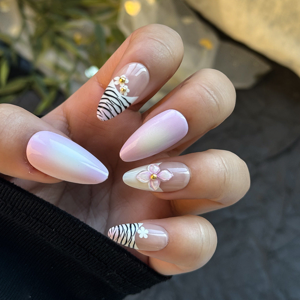 Elegant Floral Embellished Press-On Nails Stornfield