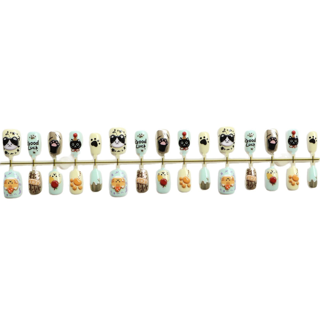 Whimsical Animal-Themed Press-On Nail Art Set Stornfield