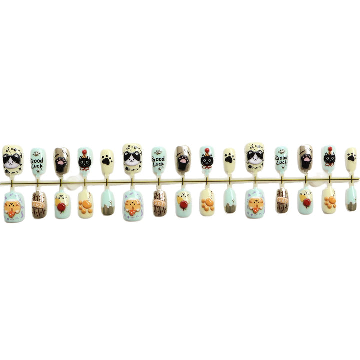Whimsical Animal-Themed Press-On Nail Art Set Stornfield