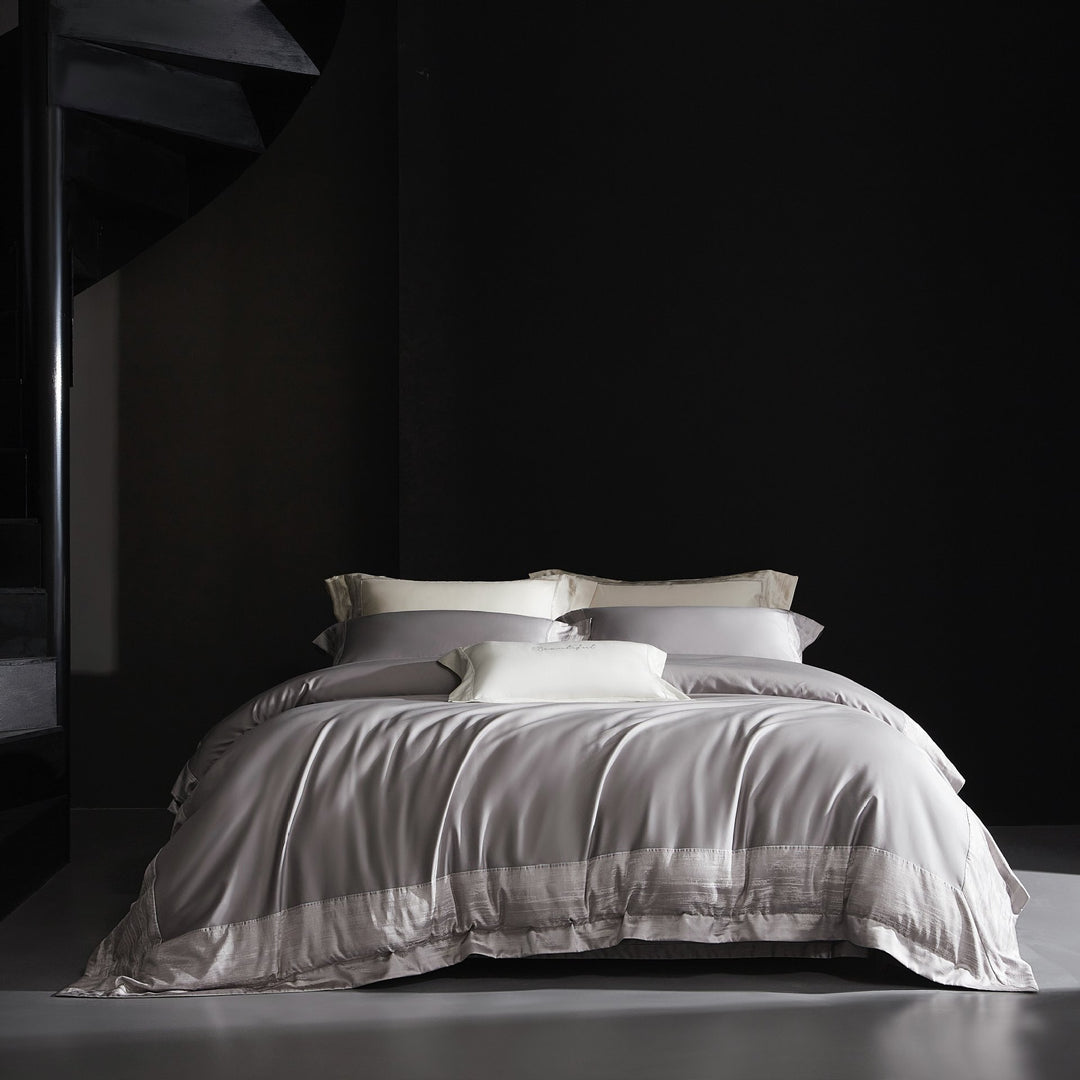 Luxury Sateen Duvet Cover Set with Silk-Feel Finish and Hemstitch Detail
