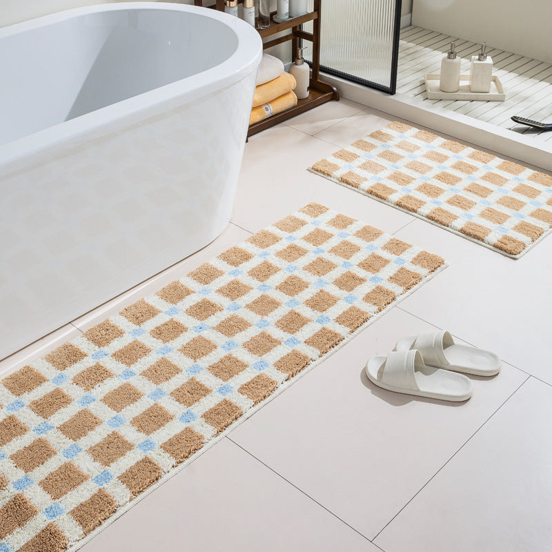Luxurious Soft Checkered Bath Rug Set