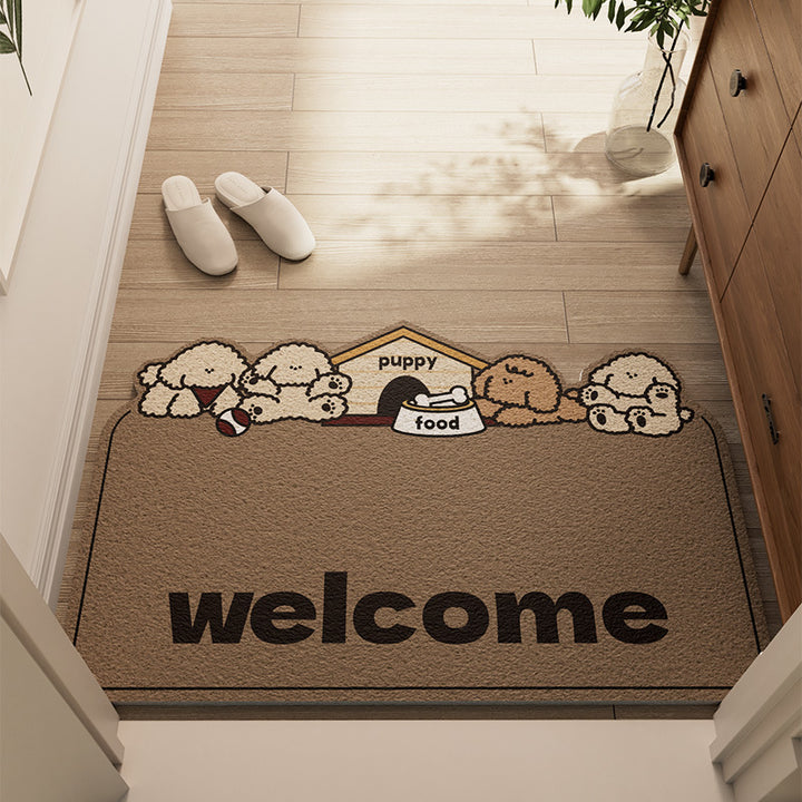 Cute Puppy-Themed Welcome Mat Stornfield