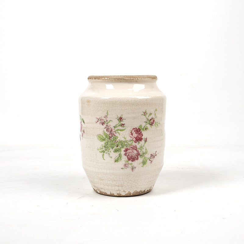 Floral ceramic flower pot with artistic pattern Stornfield