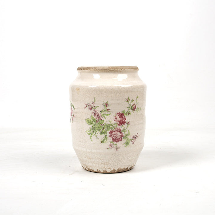 Floral ceramic flower pot with artistic pattern Stornfield
