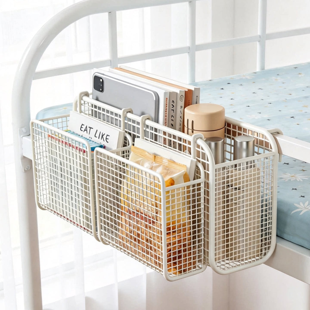 Overbed Mesh Three-Compartment Hanging Storage Caddy