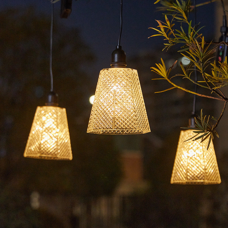 Solar USB Rechargeable Textured Glass Pendant Light Stornfield