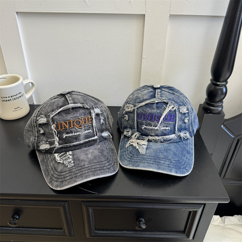 Men's Distressed Denim Graphic Cap Stornfield