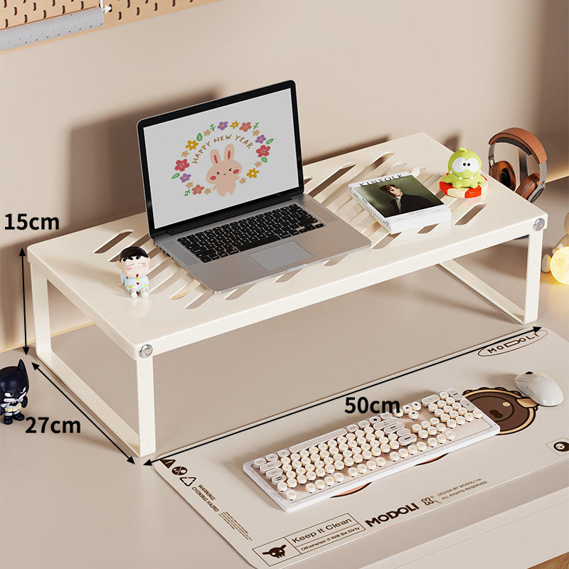 Slim Ventilated Steel Laptop and Monitor Riser with Wide Shelf and Cable Slots