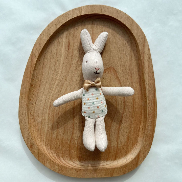 Soft Linen Rabbit Comforter Doll with Pink Gingham Dress and Satin Bow