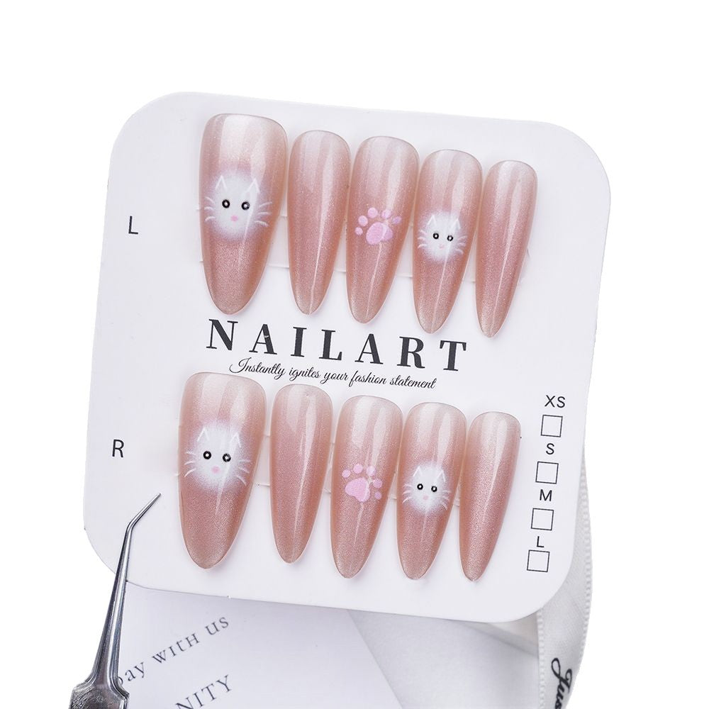 Whimsical Cat-Themed Press-On Nail Set Stornfield