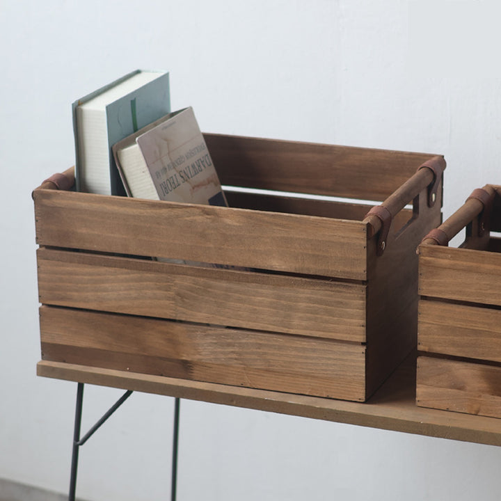 Robust storage basket made of wood Stornfield