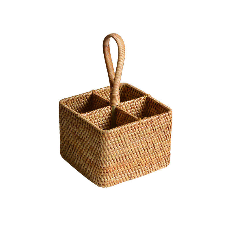 Women's round storage basket made of woven natural material Stornfield