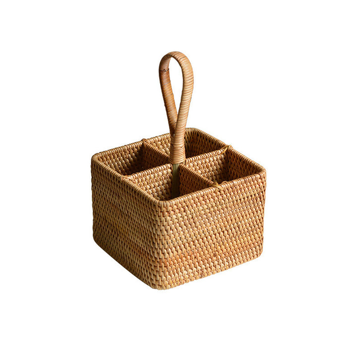 Women's round storage basket made of woven natural material Stornfield