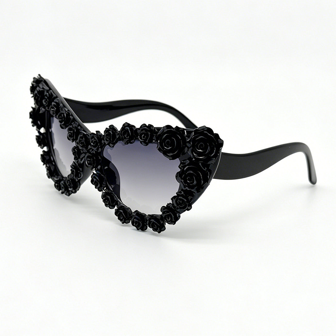 Women's Heart-Shaped Sunglasses with Floral Application Stornfield